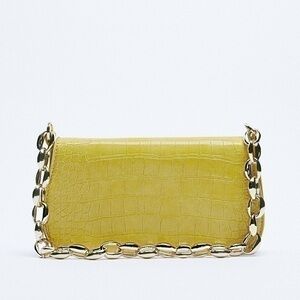 ZARA chain shoulder strap bag pistachio green